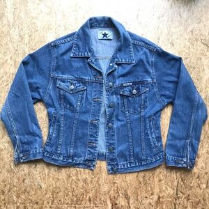 Vintage 90s Star Blue Denim Jean Trucker Jacket